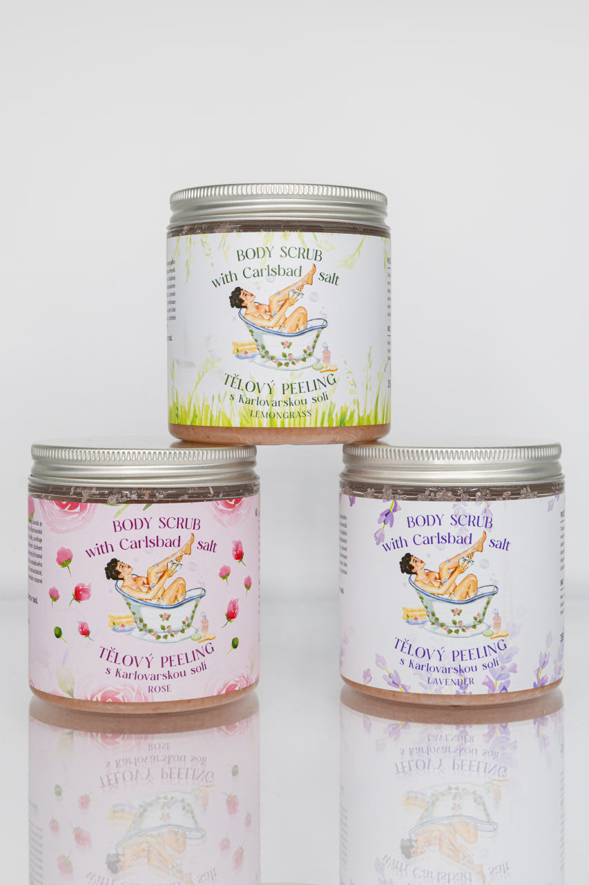 Levandulový tělový peeling s karlovarskou solí – 350 g