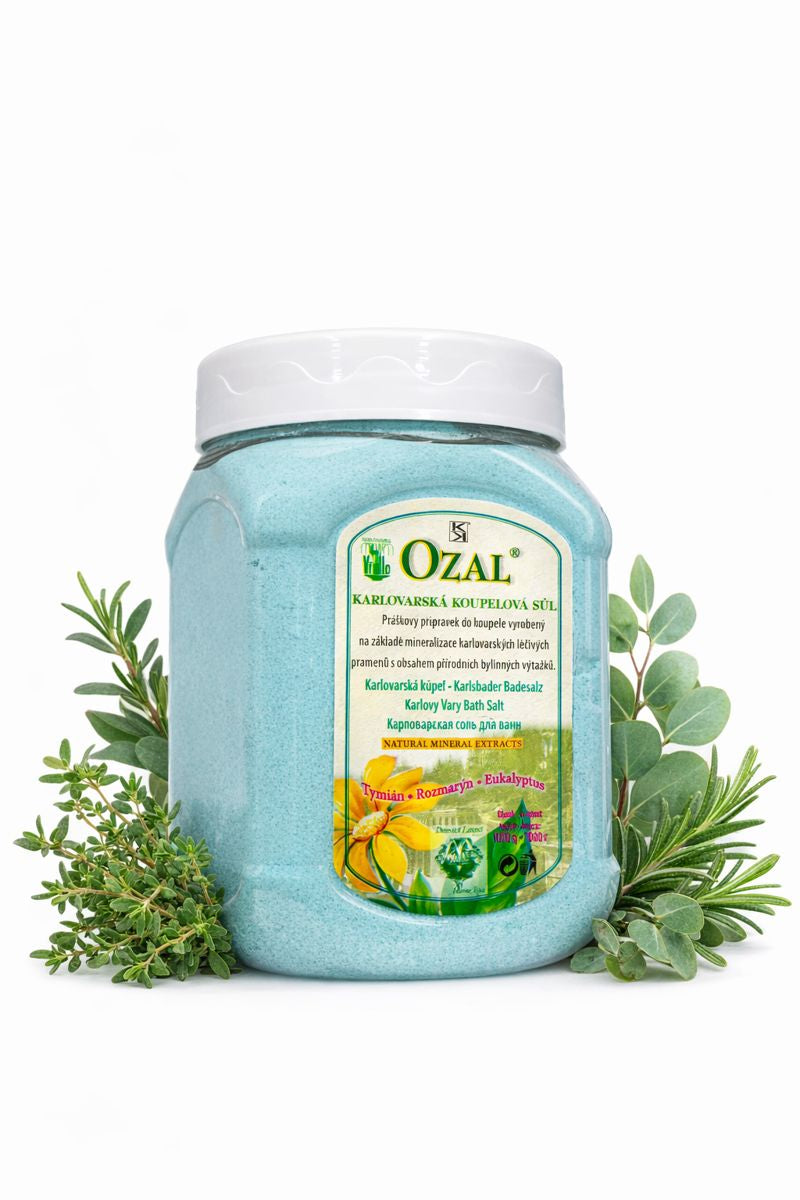 Koupelová sůl s eukalyptem 1000 g | Bylinná minerální sůl pro relaxaci Mořská barva