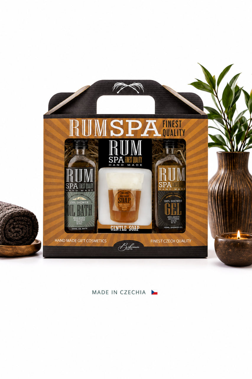 Bohemia Gifts Rum Spa Herren Geschenkset – Duschgel, Ölbad & Seife