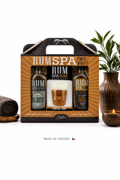 Bohemia Gifts Rum Spa Herren Geschenkset – Duschgel, Ölbad & Seife