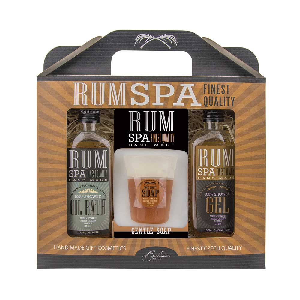 Bohemia Gifts Rum Spa Herren Geschenkset – Duschgel, Ölbad & Seife