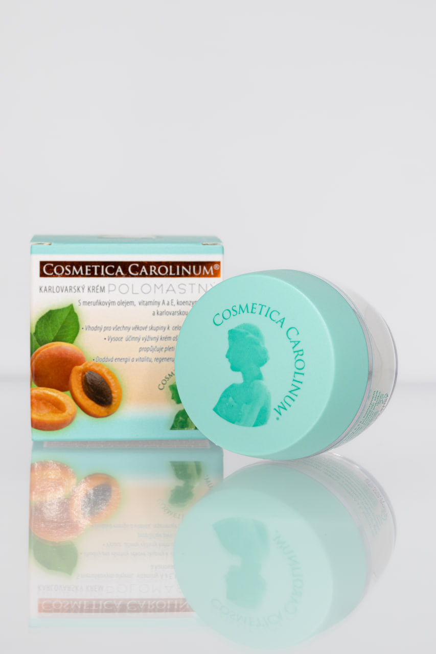 Karlovarský Halbfettcreme – mit Aprikosenöl, Vitamin A und E, Q10 und Thermalsalz – 50 ml 