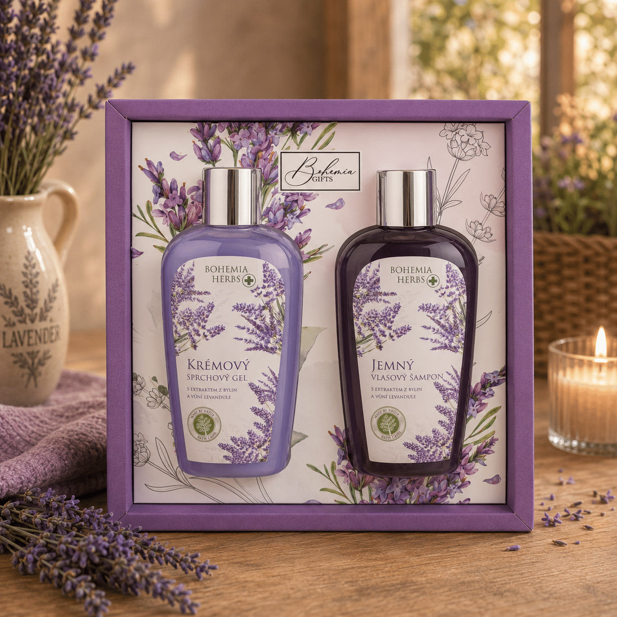 Чешский набор с лавандой Bohemia Herbs — гель и шампунь 2×250 мл