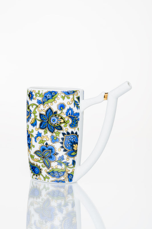 Ručně vyráběný karlovarský lázeňský pitný pohár | Lázeňský Pohárek s Author Design (květiny) 