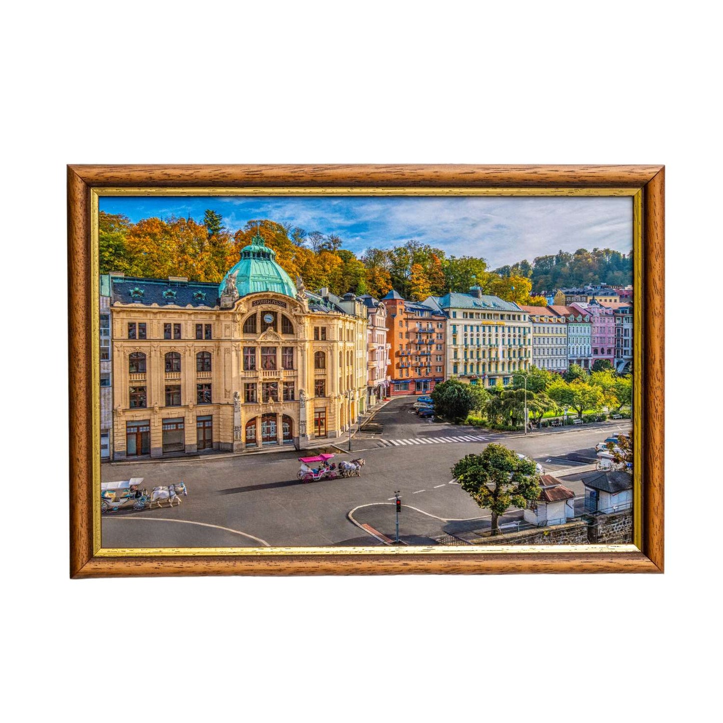 Budova Sberbanky, Karlovy Vary – Umělecká fotoobrazba 23×33 cm | Tisk historické architektury 