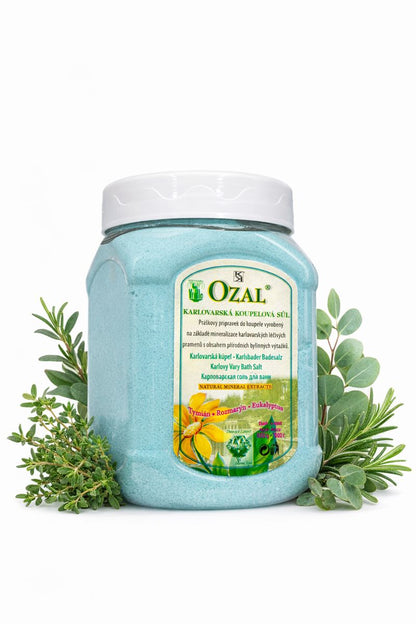 Koupelová sůl s eukalyptem 1000 g | Bylinná minerální sůl pro relaxaci Mořská barva 