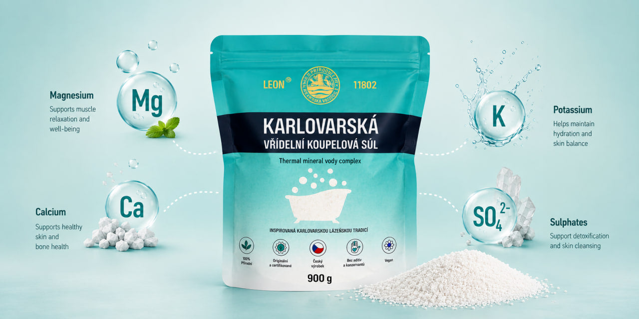 Karlovy Vary Thermal Mineral Bath Salt LEON 900 g | Natural Spa Bath Salt