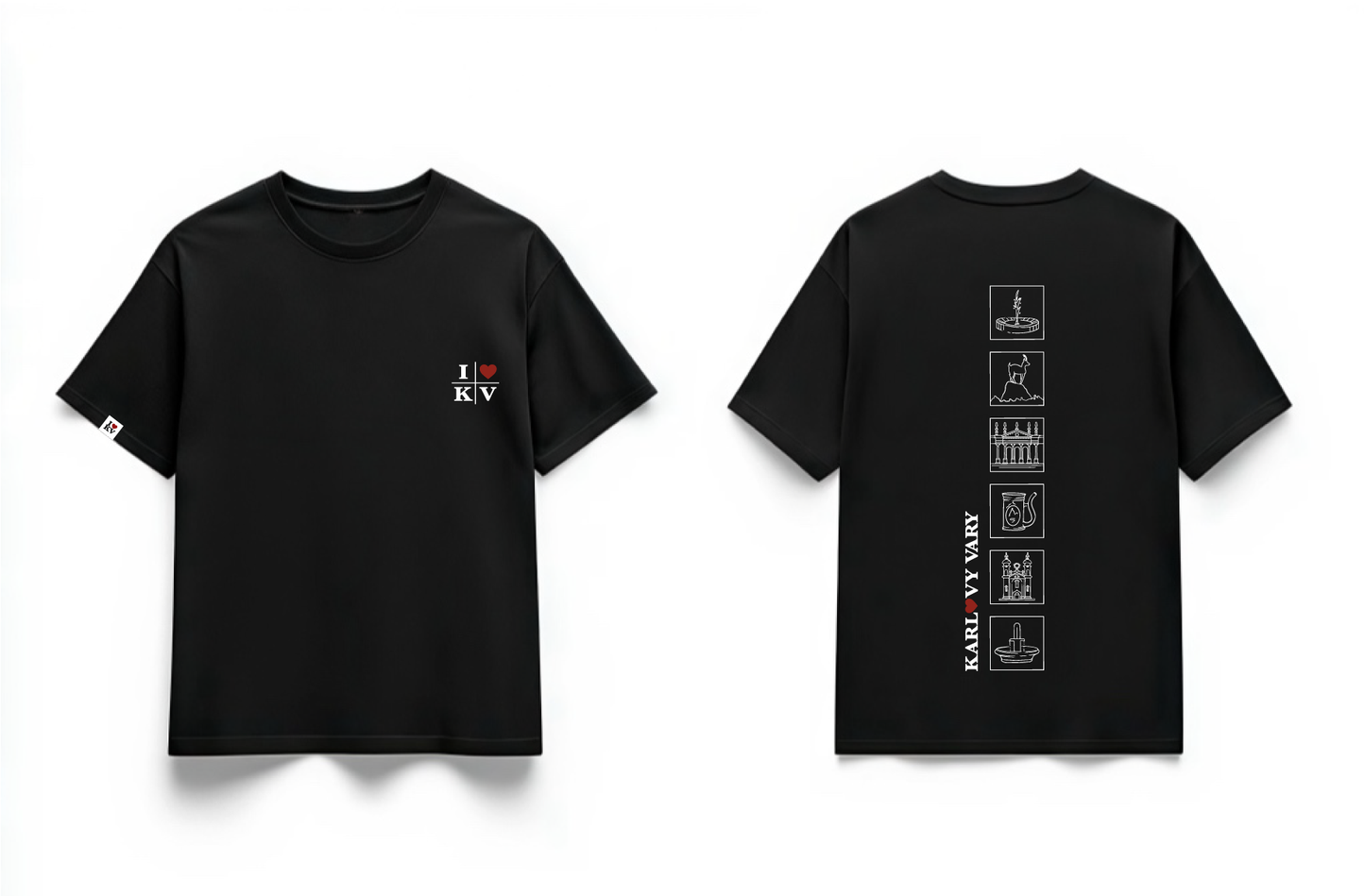 Černé tričko I ❤️ KV | Značkový merch Karlovy Vary