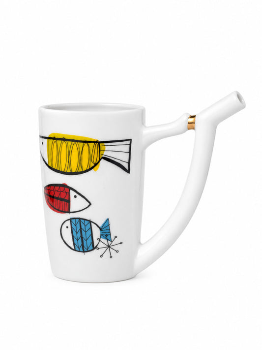 Karlovy Vary Spa Drinking Cup Colorful Fish | Czech Porcelain