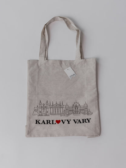 Plátěná taška Karlovy Vary – lněná taška s motivem města