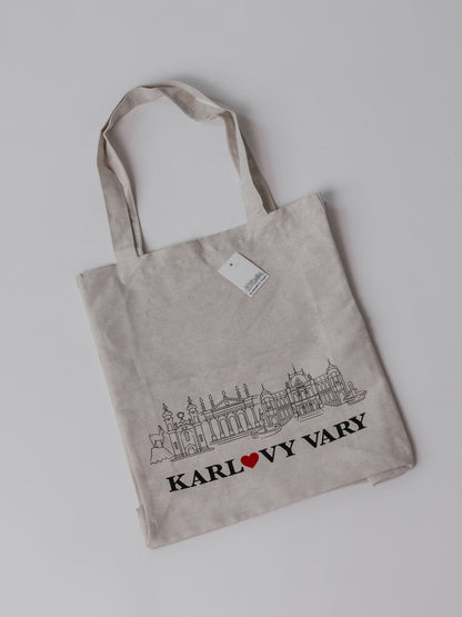 Plátěná taška Karlovy Vary – lněná taška s motivem města