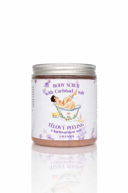 Levandulový tělový peeling s karlovarskou solí – 350 g 