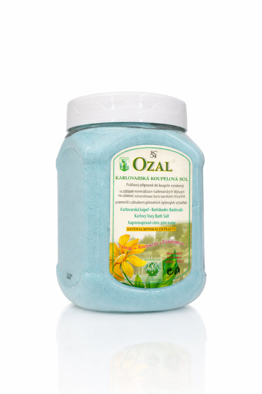 Koupelová sůl s eukalyptem 1000 g | Bylinná minerální sůl pro relaxaci Mořská barva 