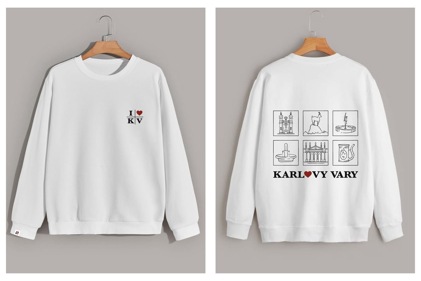 Bílá mikina I ❤️ KV | Značkový merch Karlovy Vary | Feel Karlovy Vary