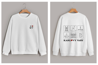 Свитшот I ❤️ KV | Брендовый мерч Карловы Вары | 100% хлопок, белый