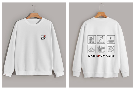 Bílá mikina I ❤️ KV | Značkový merch Karlovy Vary | Feel Karlovy Vary